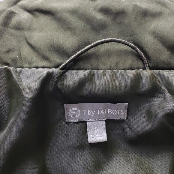 Women T by Talbots Olive Green Chevron Quilted Jacket Small, Like New - Picture 9 of 11